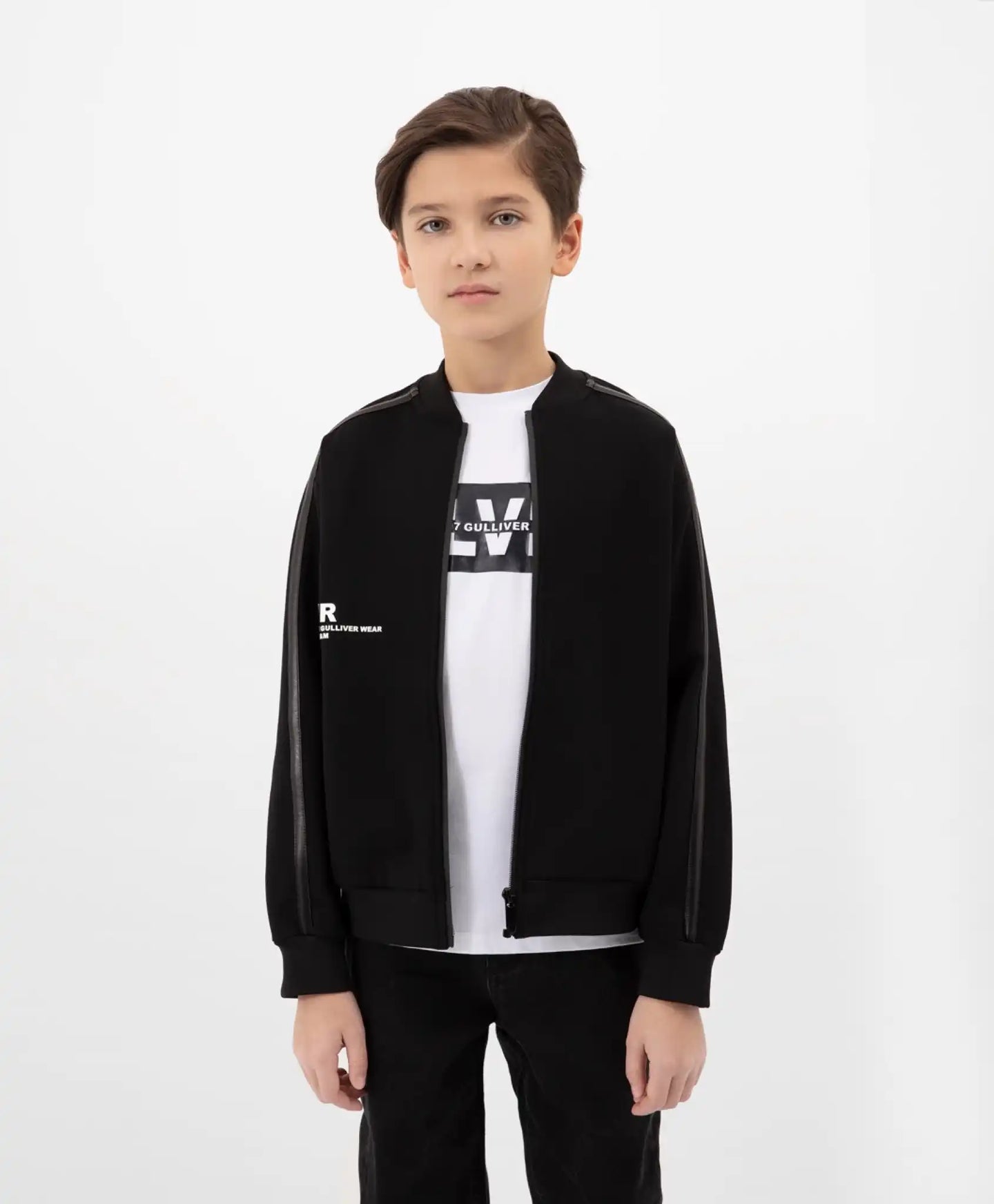 Hanorac tricotat cu fermoar ușor, negru, Gulliver