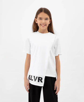 Tricou cu croială asimetrică, alb, Gulliver