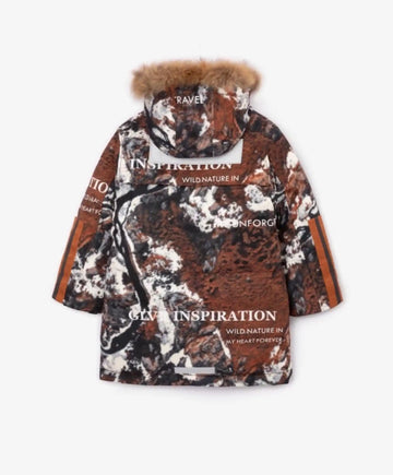 Palton semilung, din blană artificială multicolor, de la Gulliver