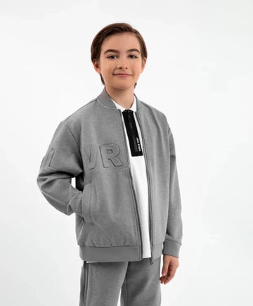 Hanorac melanj cu fermoar, gri, de la Gulliver