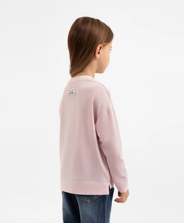 Longsleeve cu decorație expresivă roz pentru fete Gulliver