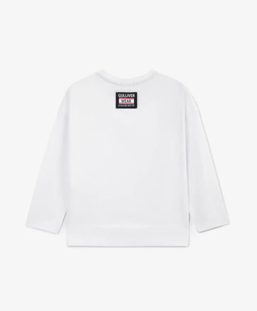 Longsleeve tricotat cu imprimeu alb pentru fete Gulliver