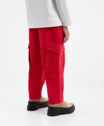 Pantaloni drepți, roșii, cu buzunare cargo, pentru fată, Gulliver