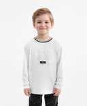 Трикотажен лонгслив бял за МОМЧЕ основен изглед