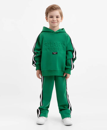 Pantaloni tricot cu dungi laterale, verzi, pentru băiat, Gulliver