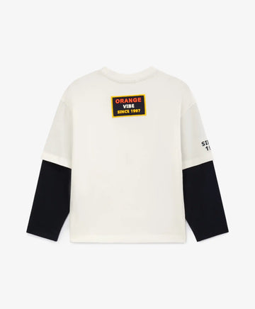 Longsleeve tricotat cu imitație de straturi crem pentru băieți Gulliver