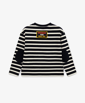 Longsleeve tricotat cu coturi stripate albastre pentru băieți Gulliver