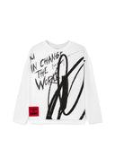 Бяла блуза с дълъг ръкав, удължен гръб и паднало рамо от Gulliver