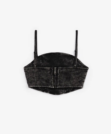 Top tricotat scurt cu efect de spălare gri pentru fete Gulliver