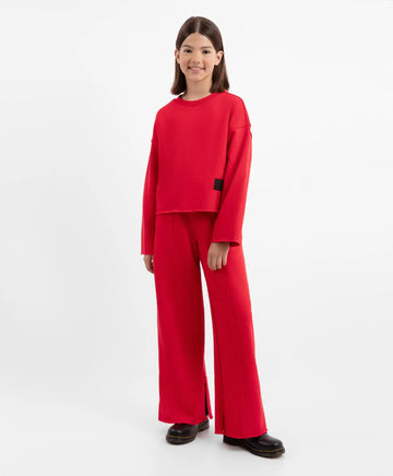 Pantaloni largi din footer, cu tăieturi, roșii, pentru fată, Gulliver