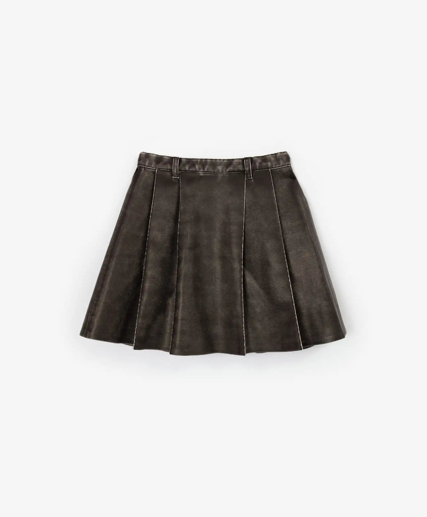 Fustă plisată din piele ecologică tratată, gri, pentru fată, Gulliver