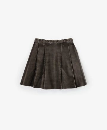 Fustă plisată din piele ecologică tratată, gri, pentru fată, Gulliver