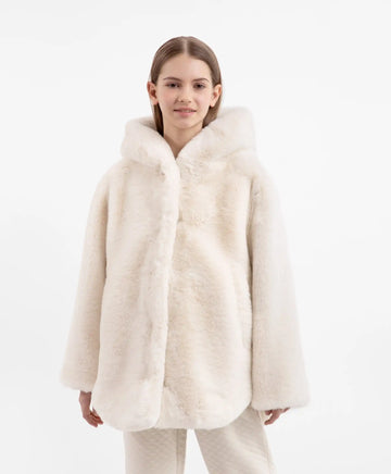 Geacă semilung din piele sintetică bej pentru fete, Gulliver