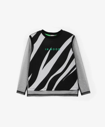 Bluza cu mâneci lungi din tricot și plasă, neagră, pentru fete Gulliver