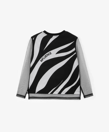 Bluza cu mâneci lungi din tricot și plasă, neagră, pentru fete Gulliver