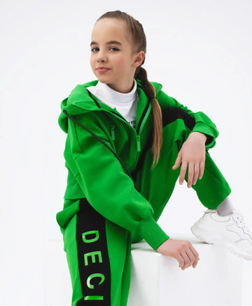 Hoodie din tricot verde pentru fete Gulliver