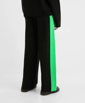 Pantaloni tricot cu dungi laterale, negri, pentru fată, Gulliver