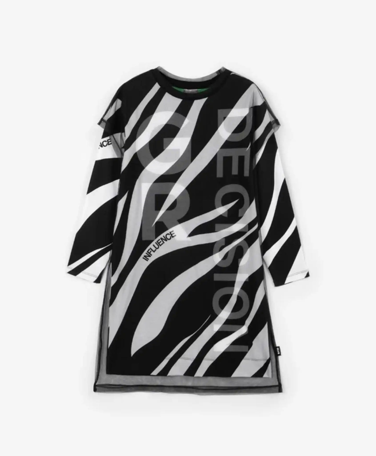 Rochie cu mâneci lungi din tricot și plasă, alb-negru, pentru fete de la Gulliver