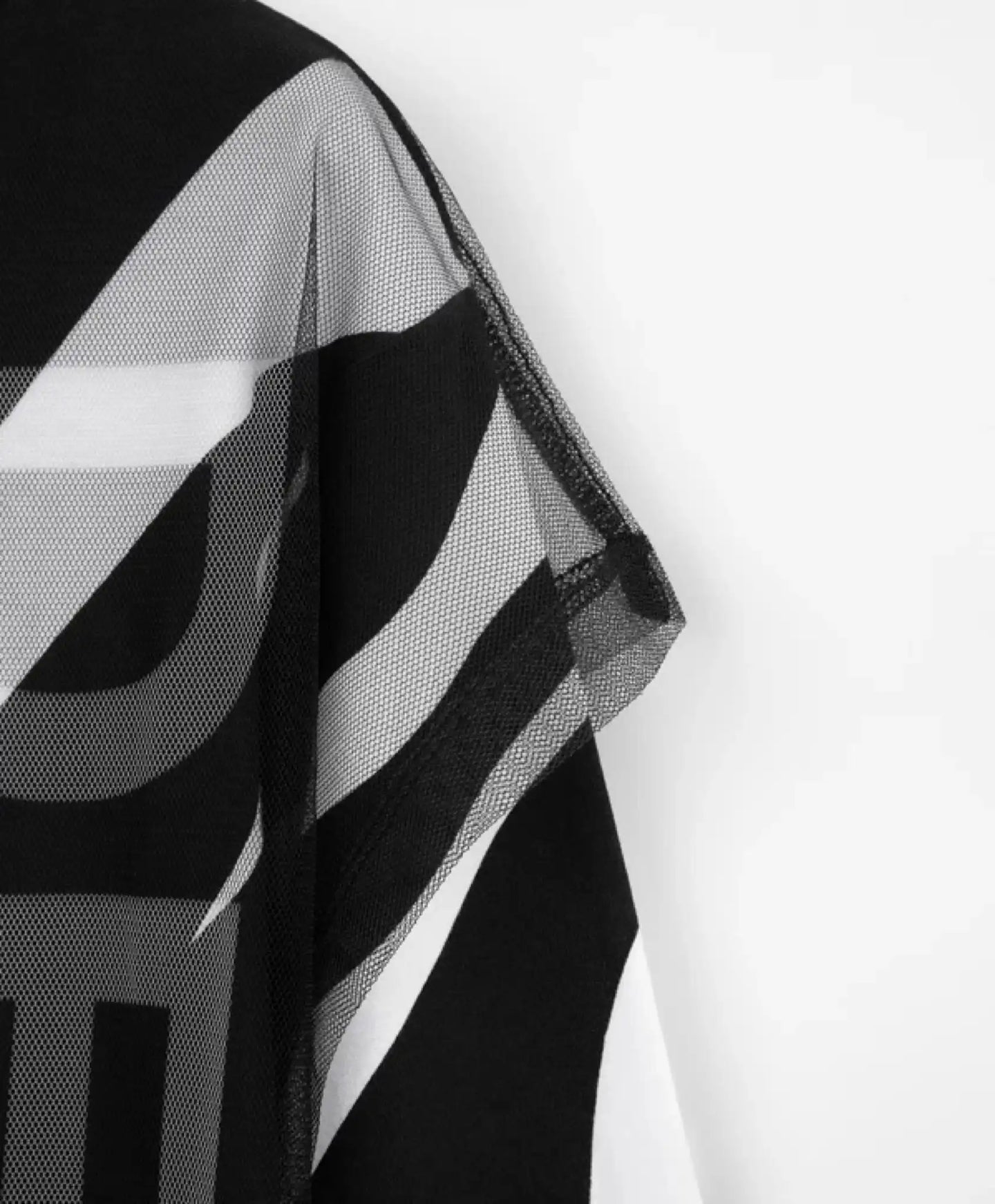 Rochie cu mâneci lungi din tricot și plasă, alb-negru, pentru fete de la Gulliver