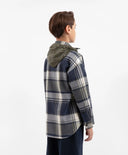 Cămașă flanelată oversized cu mâneci lungi și glugă din material carouri pentru băiat Gulliver