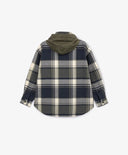 Cămașă flanelată oversized cu mâneci lungi și glugă din material carouri pentru băiat Gulliver