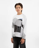 Трикотажен лонгслив бял за МОМЧЕ основен изглед