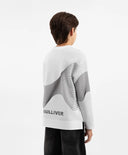 Longsleeve tricotat cu imprimeu alb pentru băieți Gulliver