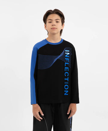 Longsleeve tricotat cu imprimeu albastru pentru băieți Gulliver