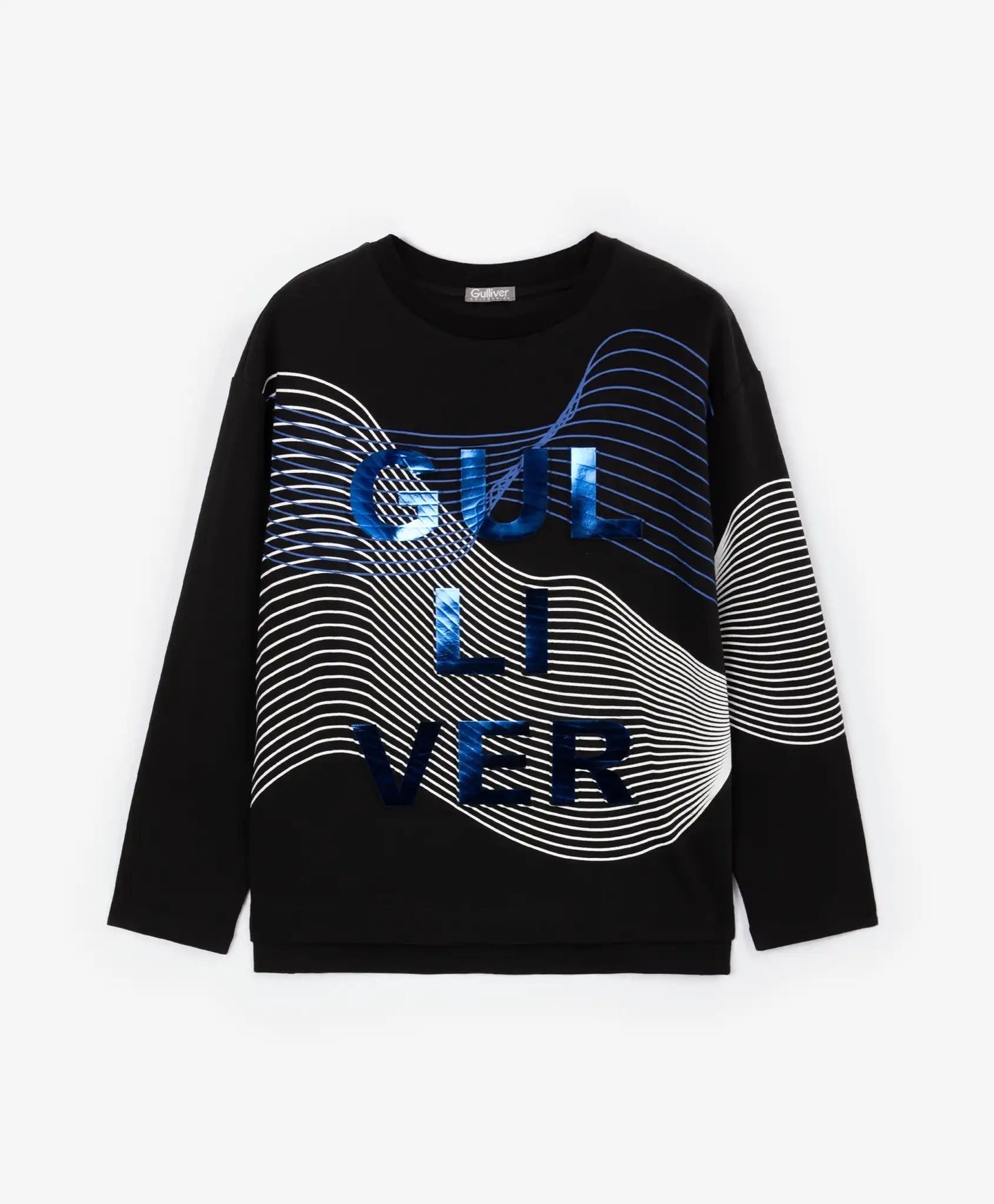 Longsleeve tricotat cu imprimeu negru pentru băieți Gulliver