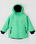 Geacă de sezon intermediar rezistentă la apă cu glugă și manșete mitene, verde, pentru băiat, Button Blue