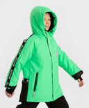 Geacă de sezon intermediar rezistentă la apă cu glugă și manșete mitene, verde, pentru băiat, Button Blue