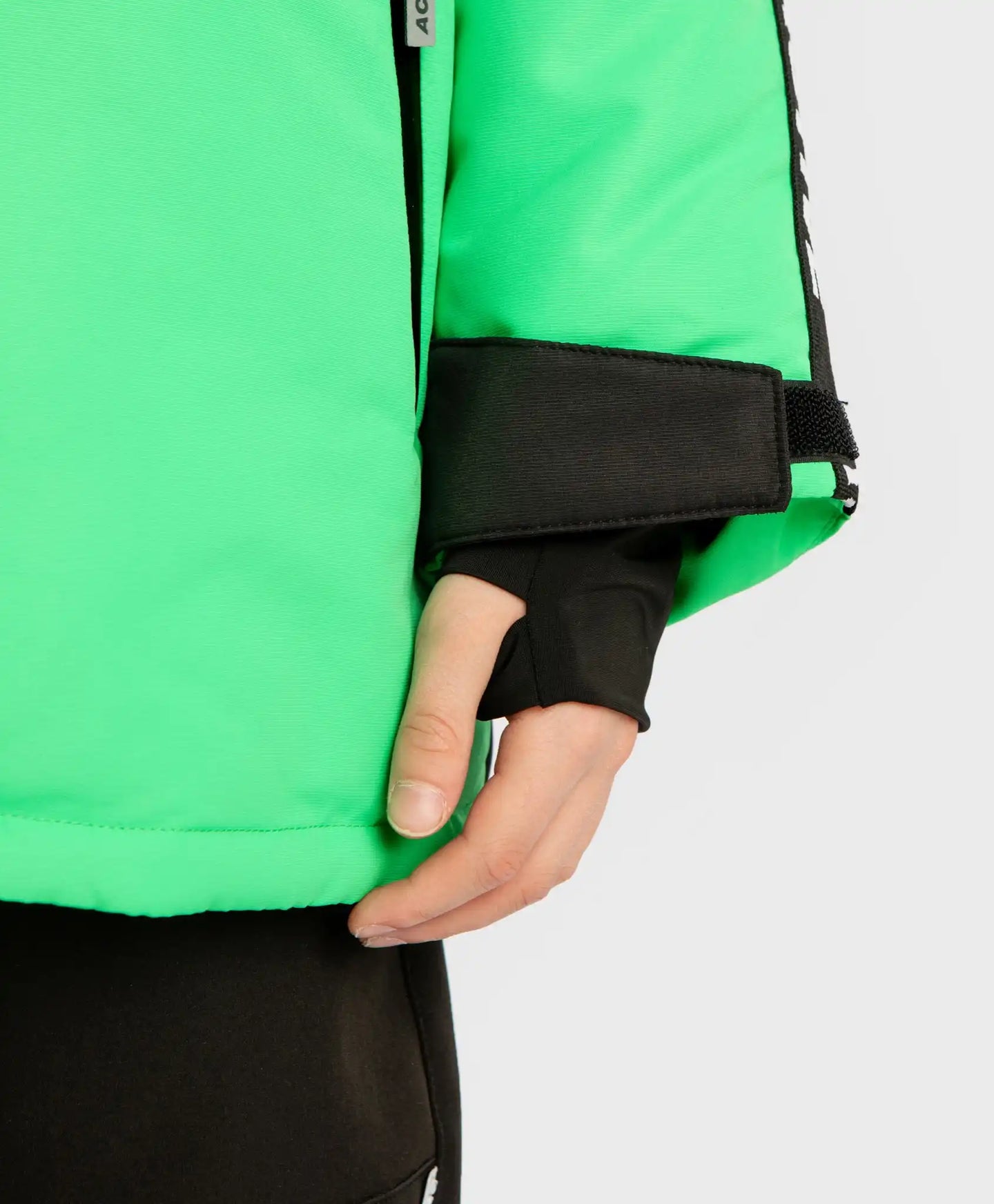 Geacă de sezon intermediar rezistentă la apă cu glugă și manșete mitene, verde, pentru băiat, Button Blue