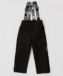 Pantaloni de sezon intermediar, softshell, cu bretele detașabile, negri, pentru copii, Button Blue