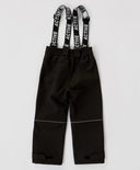 Pantaloni de sezon intermediar, softshell, cu bretele detașabile, negri, pentru copii, Button Blue