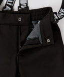 Pantaloni de sezon intermediar, softshell, cu bretele detașabile, negri, pentru copii, Button Blue