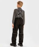 Pantaloni de sezon intermediar, softshell, cu bretele detașabile, negri, pentru copii, Button Blue