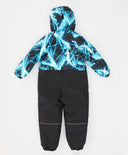 Salopetă impermeabilă de sezon intermediar cu glugă, bretele cusute și imprimeu multicolor, pentru băiat, Button Blue