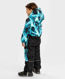 Salopetă impermeabilă de sezon intermediar cu glugă, bretele cusute și imprimeu multicolor, pentru băiat, Button Blue