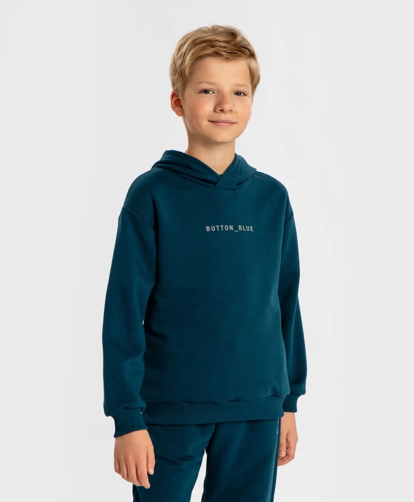 Hanorac cu glugă și imprimeu albastru pentru copii Button Blue