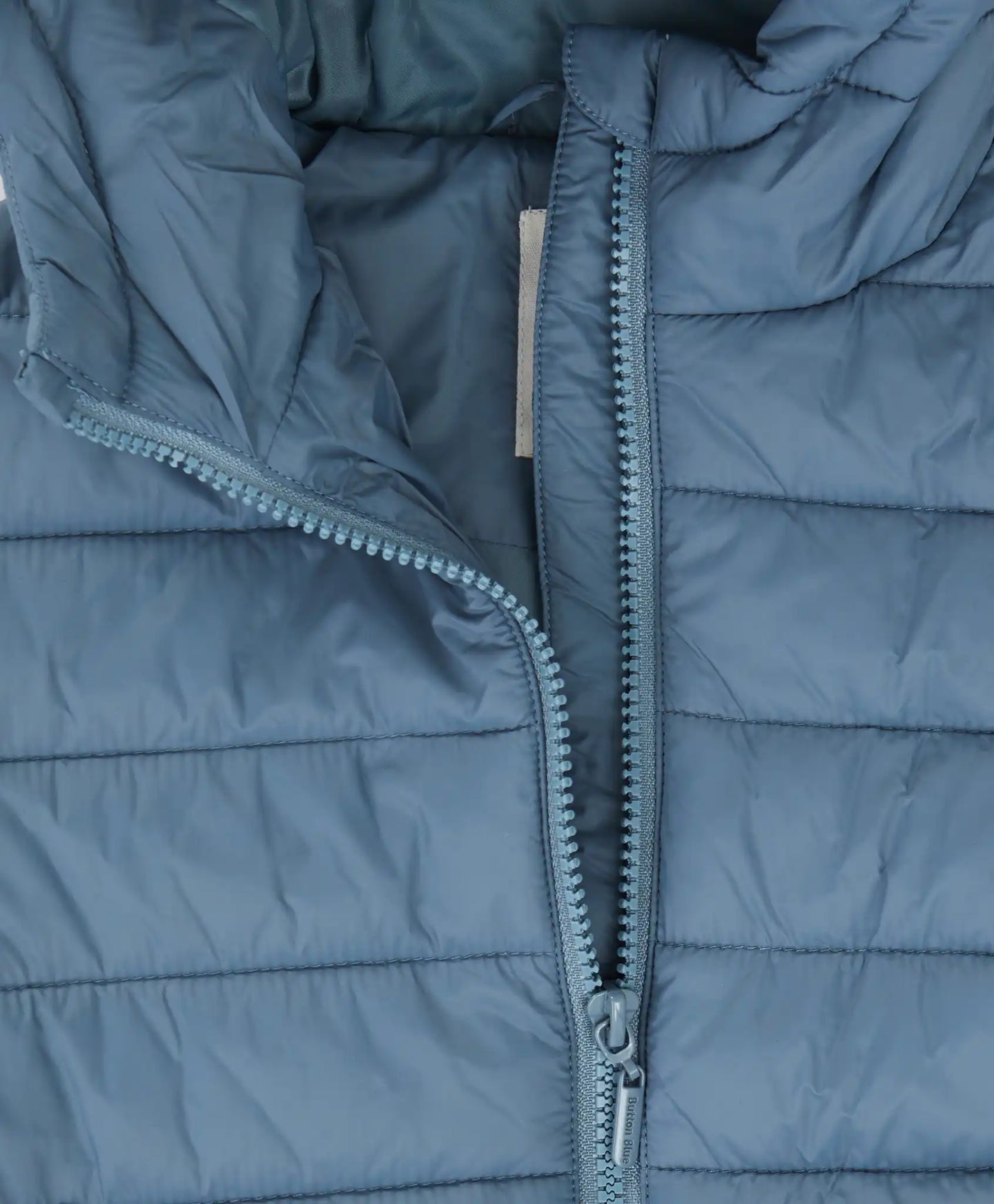 Geacă de sezon intermediar cu glugă, matlasată, albastră, pentru copii, Button Blue