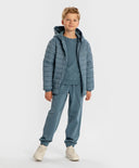 Geacă de sezon intermediar cu glugă, matlasată, albastră, pentru copii, Button Blue