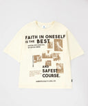 Tricou cu mânecă scurtă și imprimeu, crem, pentru băiat, Button Blue