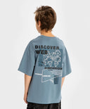 Tricou cu mânecă scurtă și imprimeu, albastru deschis, pentru băiat, Button Blue