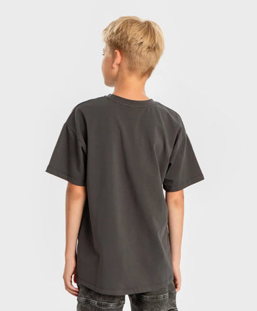 Tricou cu mâneci scurte și imprimeu gri pentru băieți Button Blue