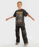 Tricou cu mâneci scurte și imprimeu gri pentru băieți Button Blue