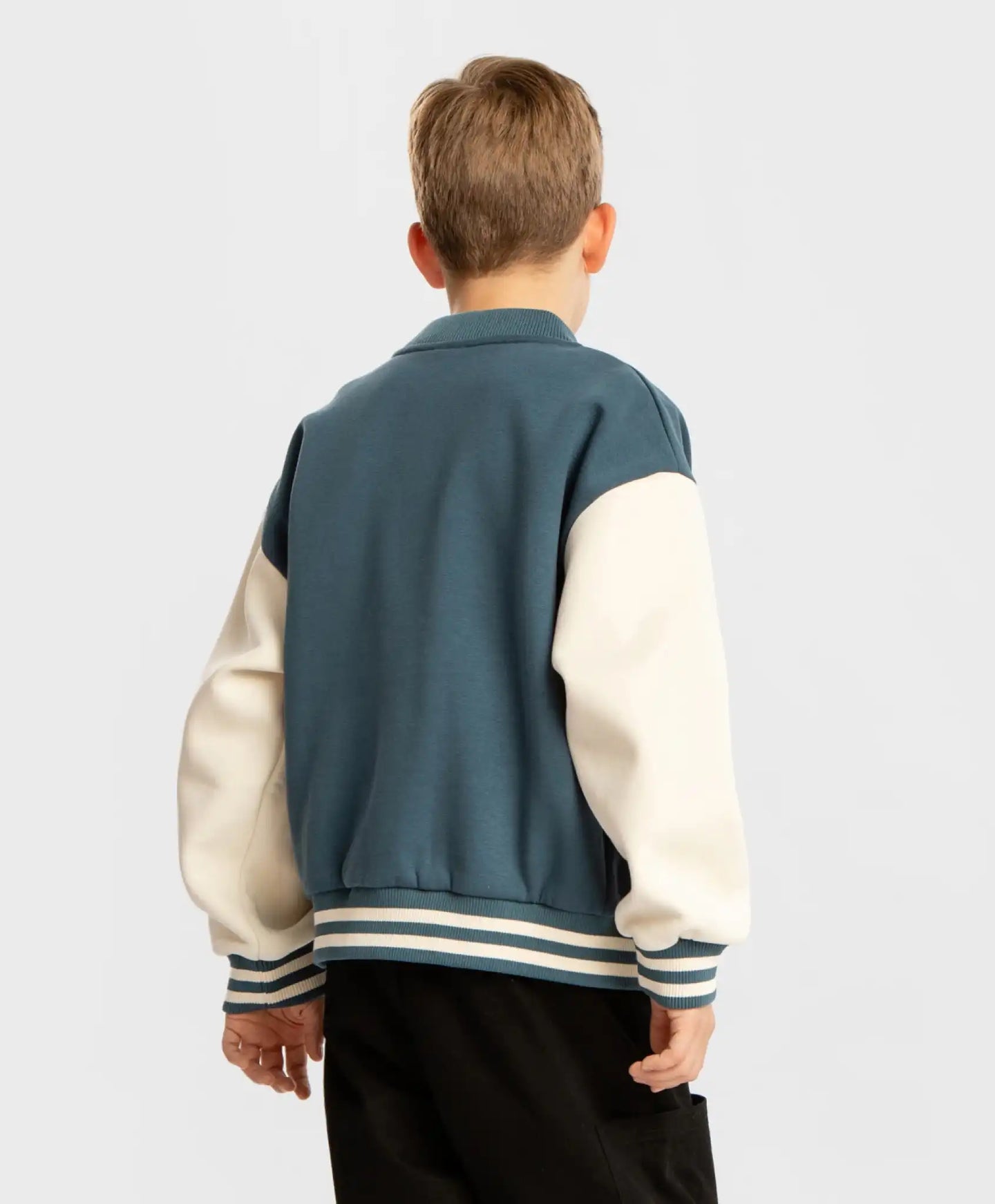 Jachetă bomber căptușită cu nasturi albastru deschis pentru copii Button Blue