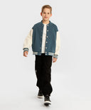 Jachetă bomber căptușită cu nasturi albastru deschis pentru copii Button Blue