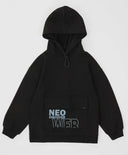 Hoodie cu buzunar mare și glugă negru pentru băieți Button Blue