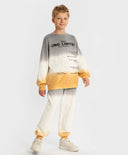 Hanorac fără fermoar cu imprimeu și gradient multicolor pentru copii Button Blue