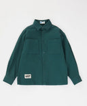 Cămașă cu nasturi, călduroasă, cu mâneci lungi și buzunare verzi pentru copii Button Blue